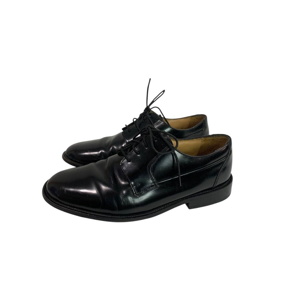 Size 9.5 Pronto Uomo Mens Black Leather Dress Shoes Plain Toe